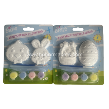 2PCS Easter DIY Painting with 4 color acrylic paint